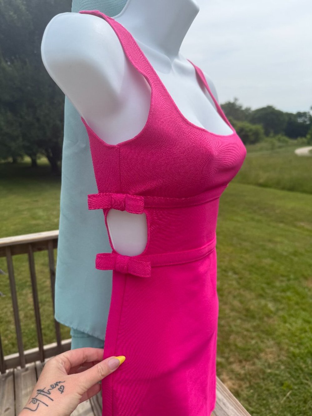 Zara Hot Pink Bow Cutout Mini Dress sz S Coquette Barbiecore Partycore NWT 3609